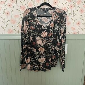 Floral V-Neck Long Sleeve Top